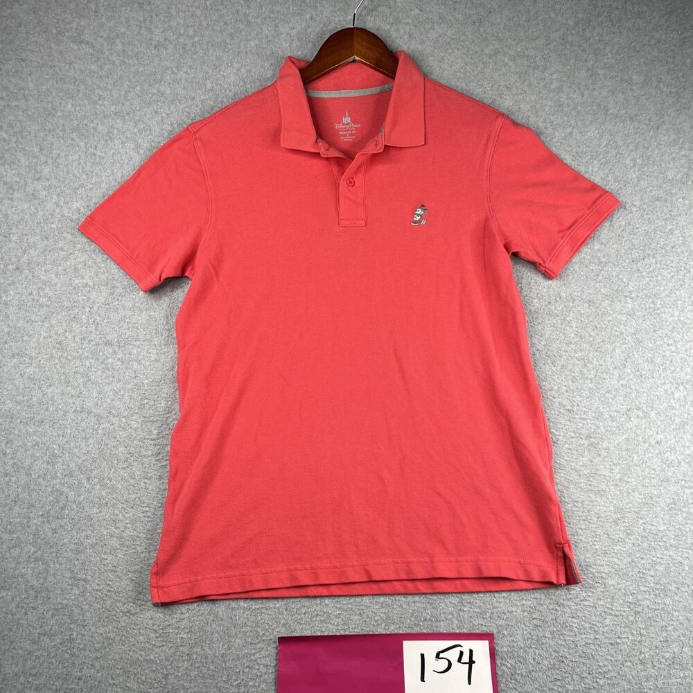 Disney Parks Polo Shirt Mens Small Pink Mickey Mouse Embroidered Logo Relaxed